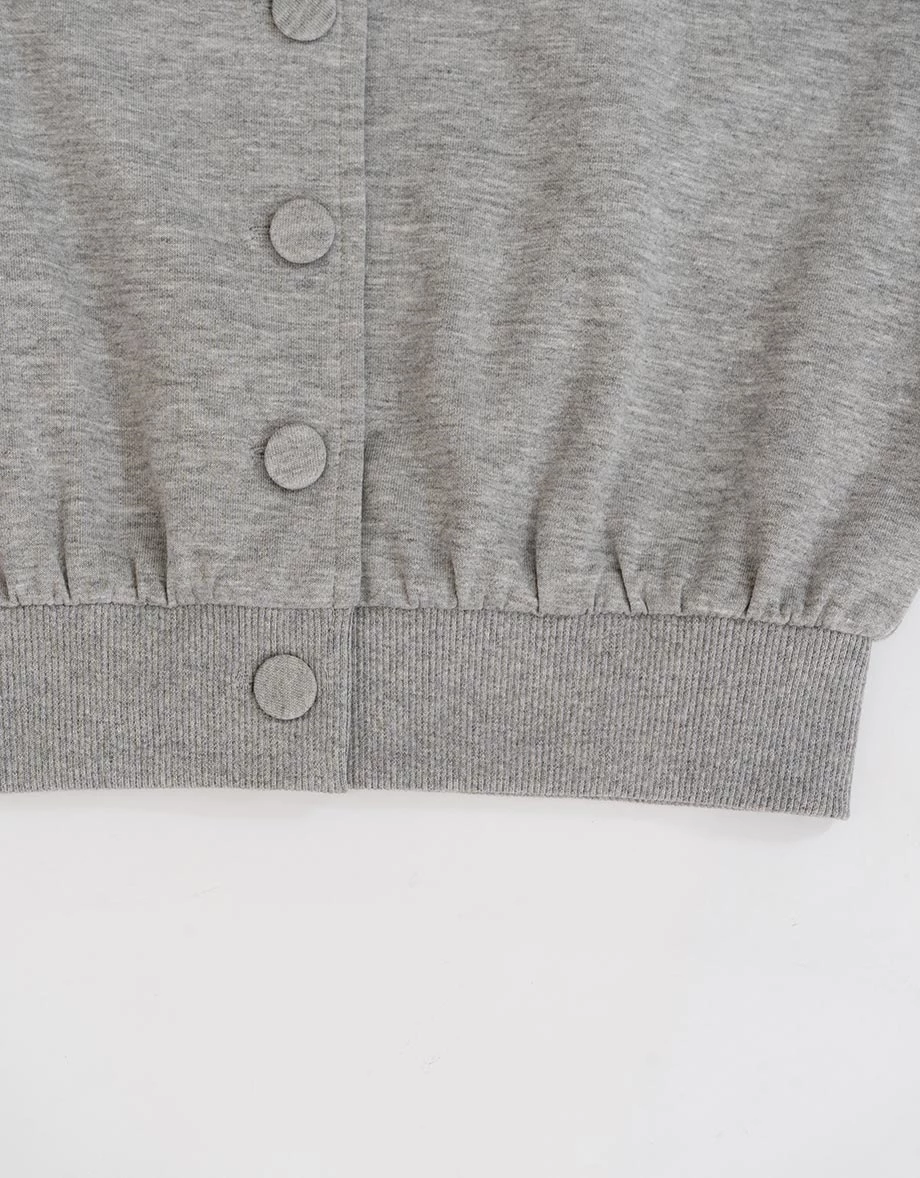 方領排扣開襟澎袖抓皺收腰短版上衣