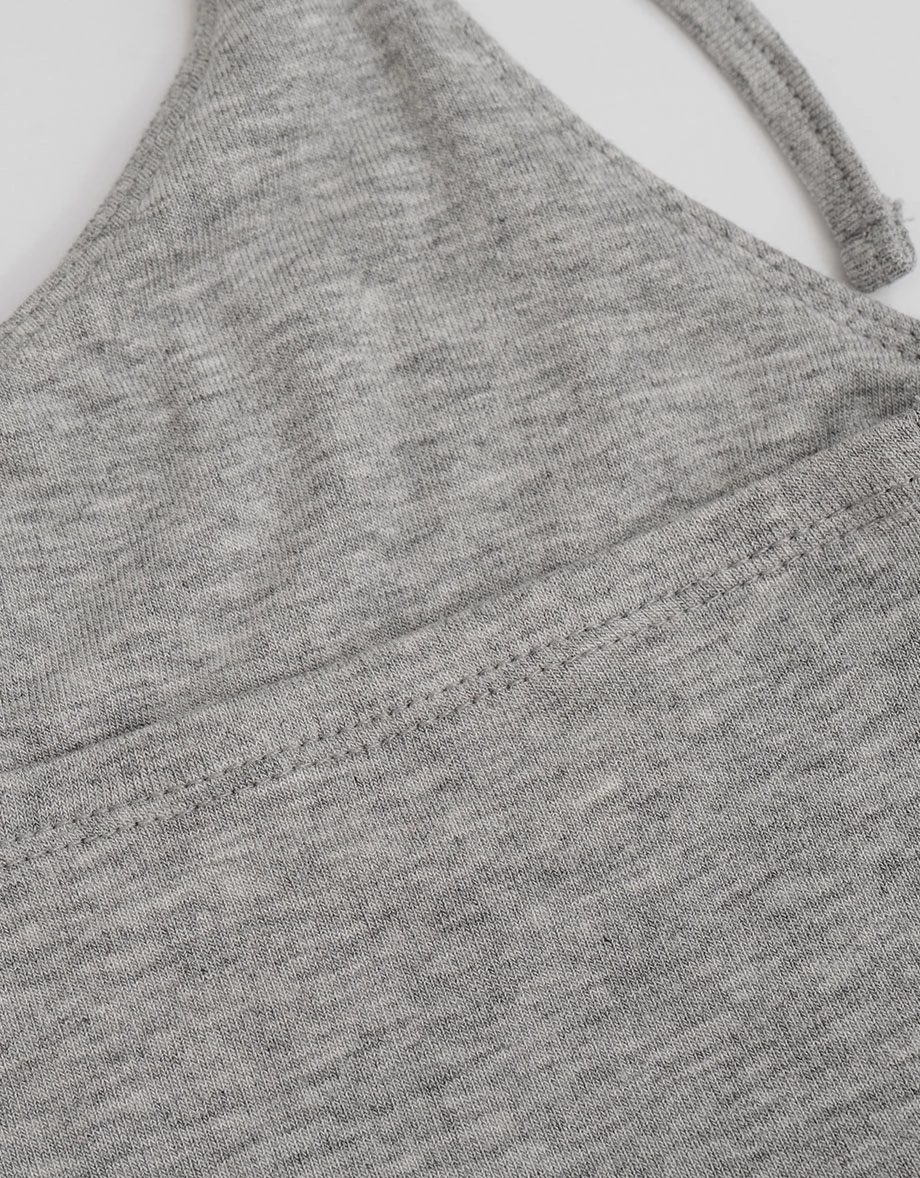 不對稱領壓扣短袖短版上衣繞頸綁帶BRA背心套裝