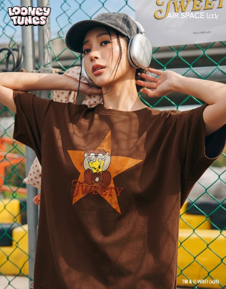 【樂一通】 印花刺繡字母短袖寬版TEE