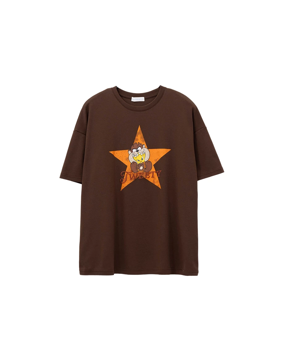 【樂一通】 印花刺繡字母短袖寬版TEE