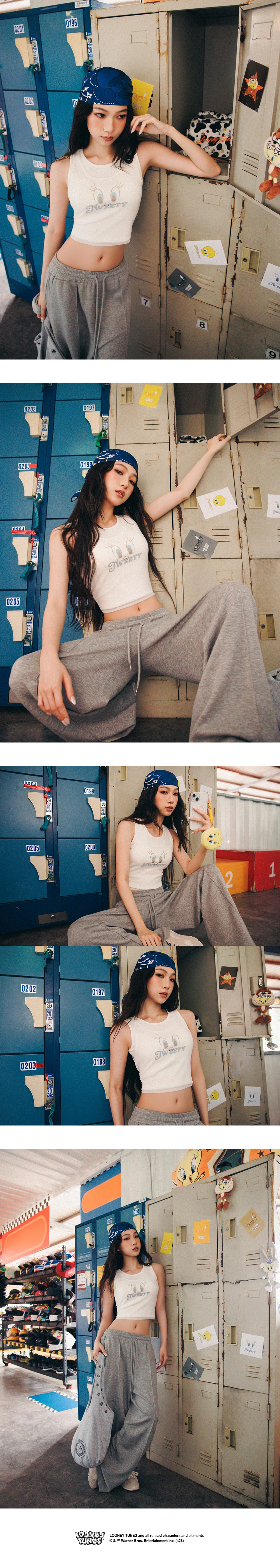 【樂一通】 假兩件印花網紗羅紋短版坦克背心