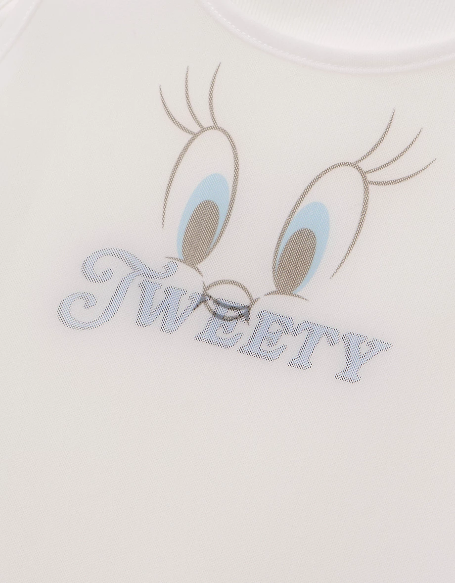 【樂一通】 假兩件印花網紗羅紋短版坦克背心