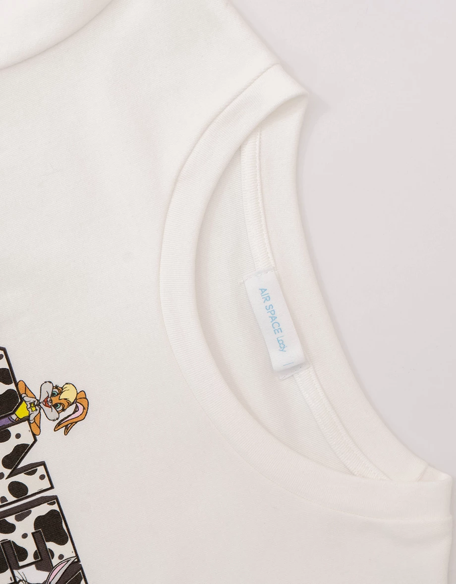 【樂一通】 乳牛斑紋字母印花圓領短袖短版合身TEE