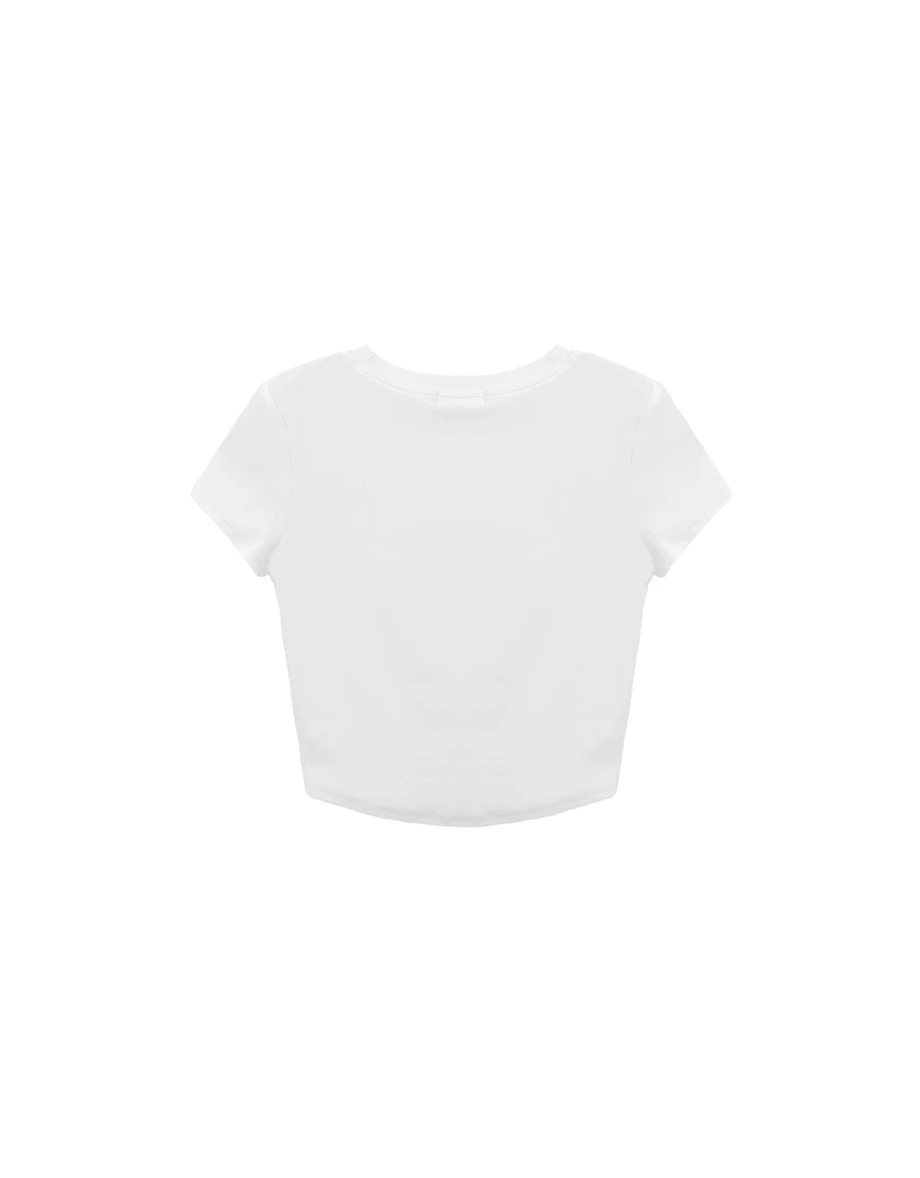 【樂一通】 乳牛斑紋字母印花圓領短袖短版合身TEE