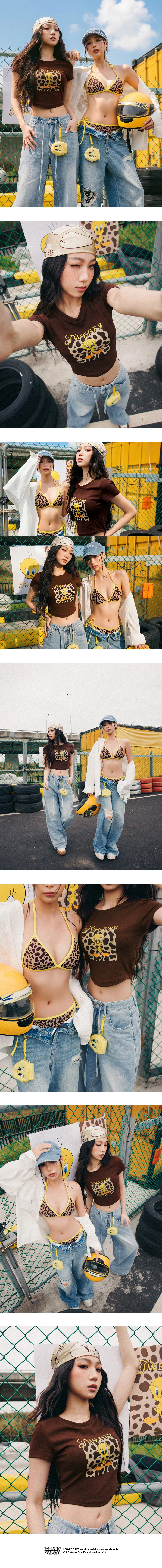 【樂一通】 動物斑紋元素印花圓領短袖短版合身TEE 【樂一通】 動物斑紋元素印花圓領短袖短版合身TEE