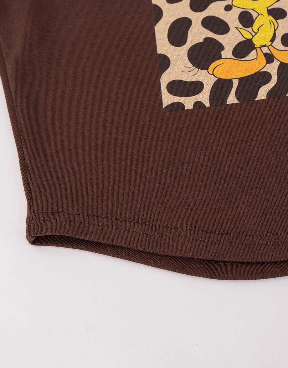 【樂一通】 動物斑紋元素印花圓領短袖短版合身TEE