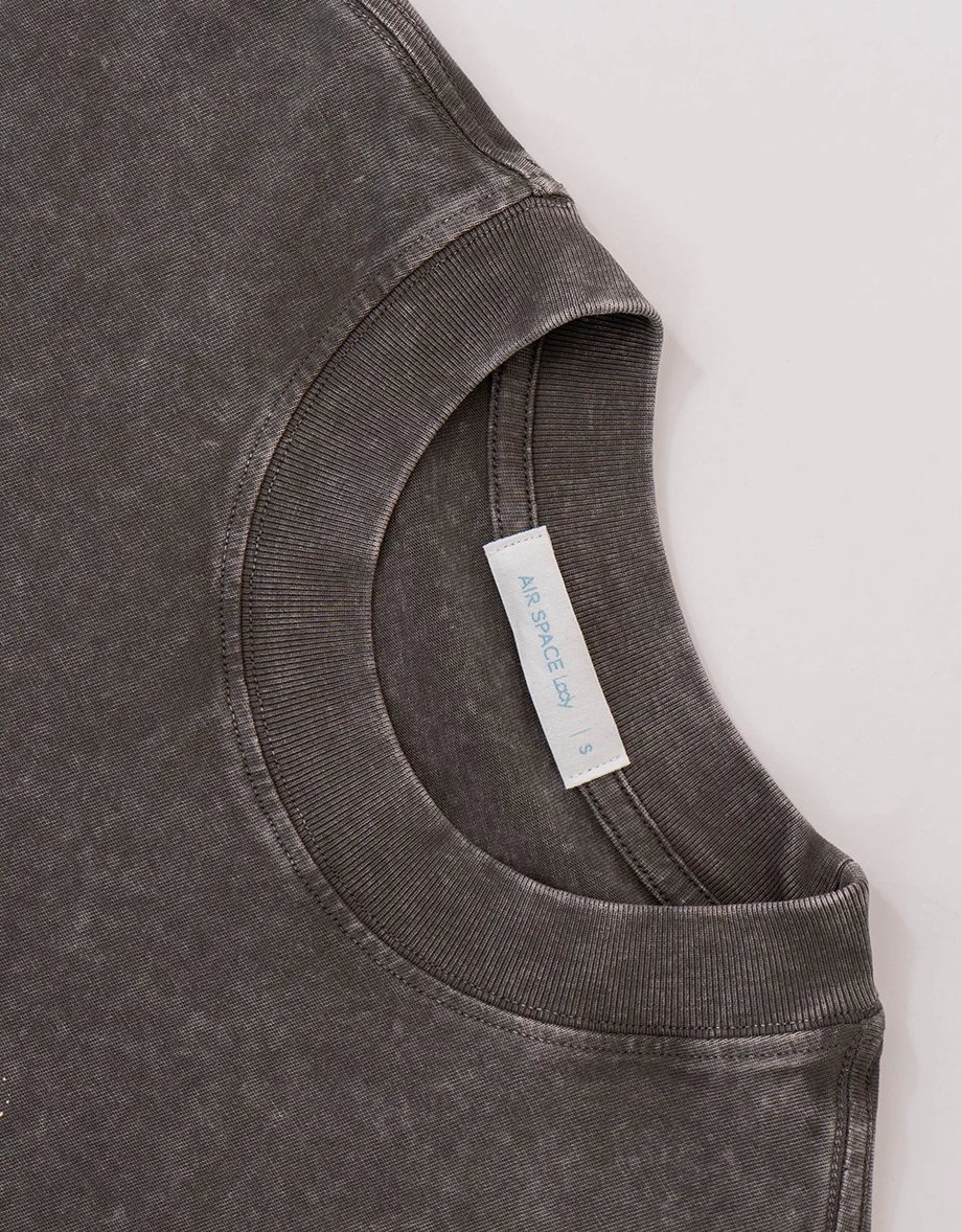 【樂一通】 古著風印花圓領短袖水洗寬版TEE