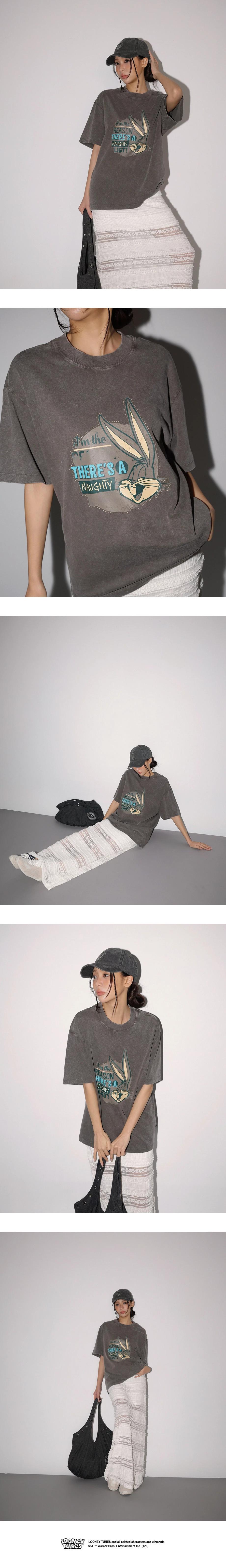 【樂一通】 古著風印花圓領短袖水洗寬版TEE