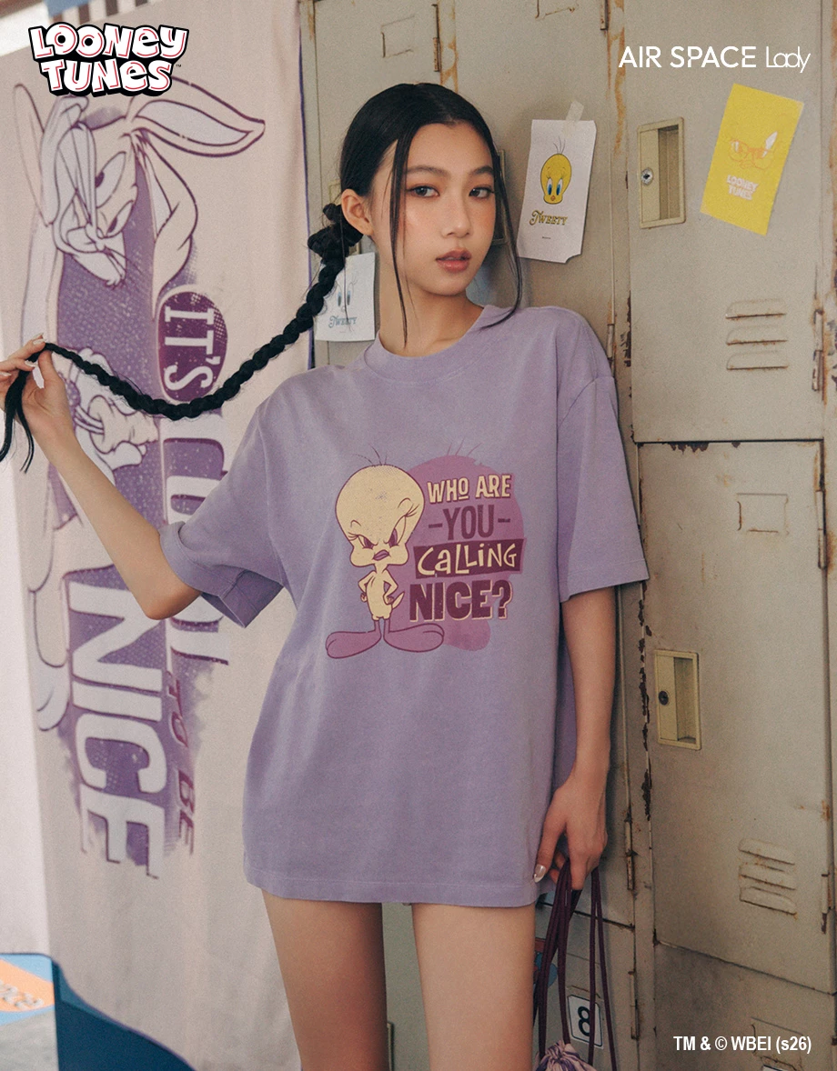 【樂一通】 古著風印花圓領短袖水洗寬版TEE