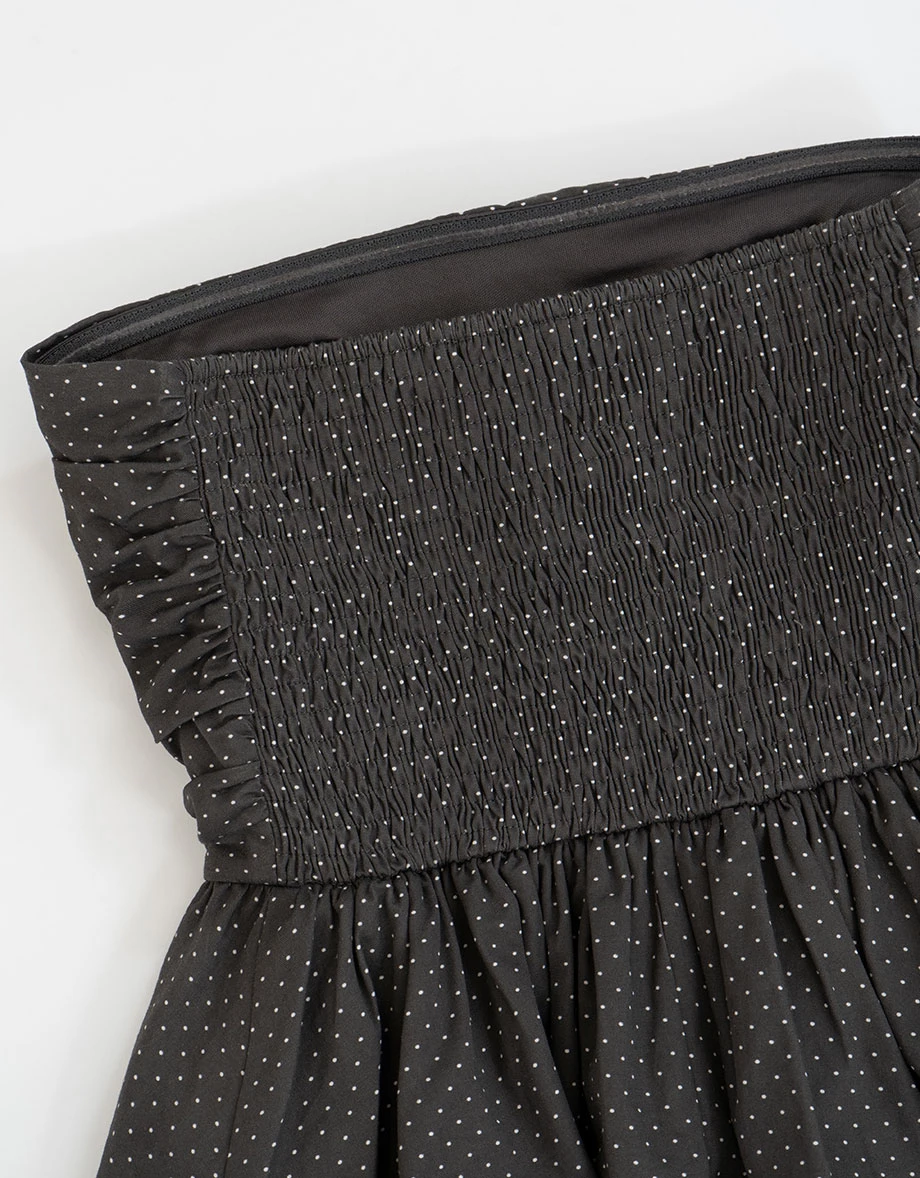 Ruched Waistband Polka Dot Peplum Hem Padded Tube Top