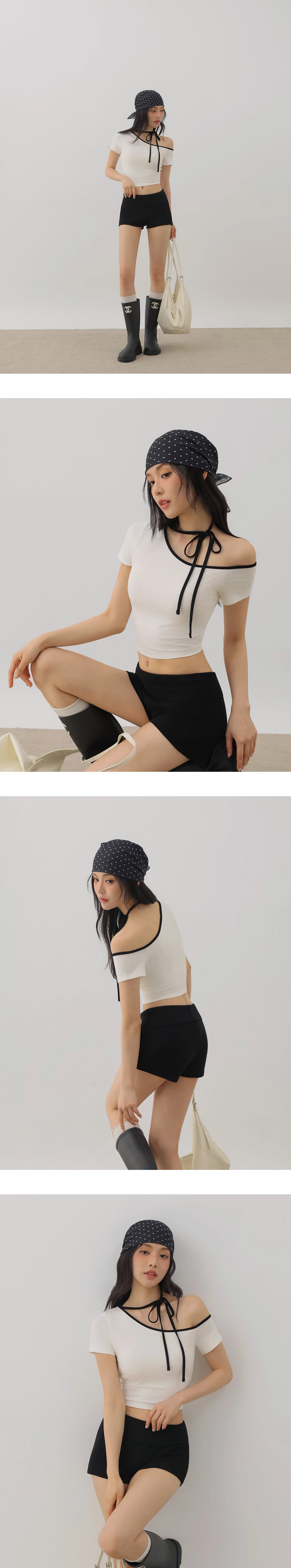 AiR零著感莫代爾不對稱領綁帶短袖BRA TOP AiR零著感莫代爾不對稱領綁帶短袖BRA TOP