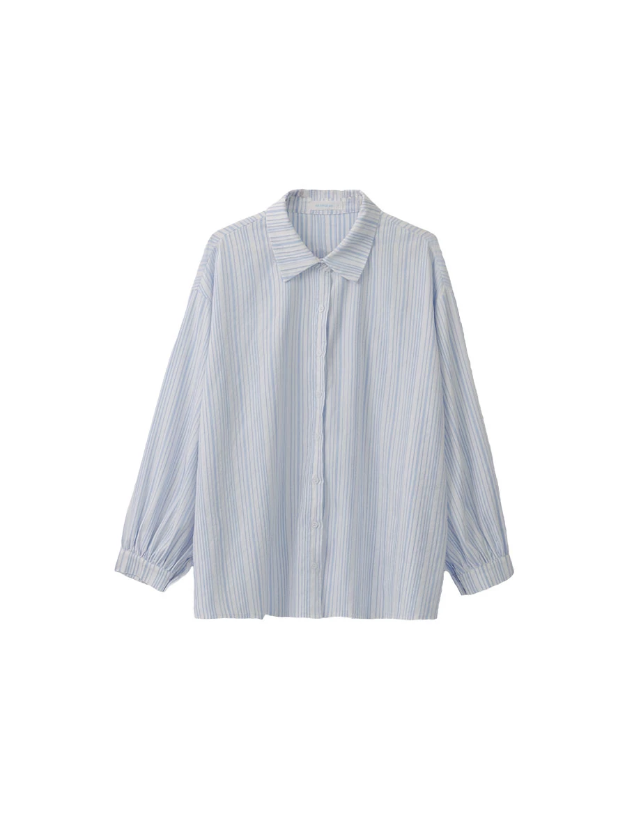 Oversized Striped Button Up Long Sleeve Shirt Blouse