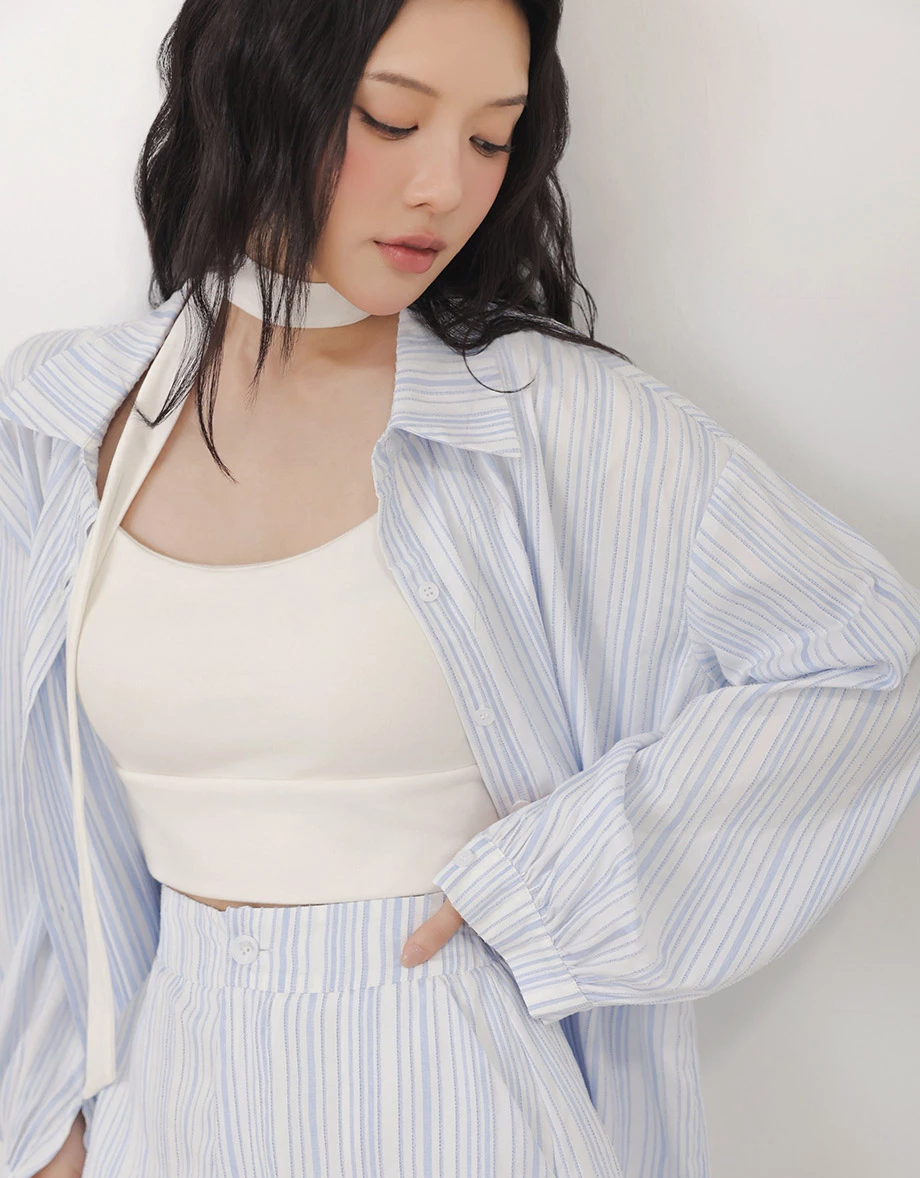 Oversized Striped Button Up Long Sleeve Shirt Blouse Oversized Striped Button Up Long Sleeve Shirt Blouse