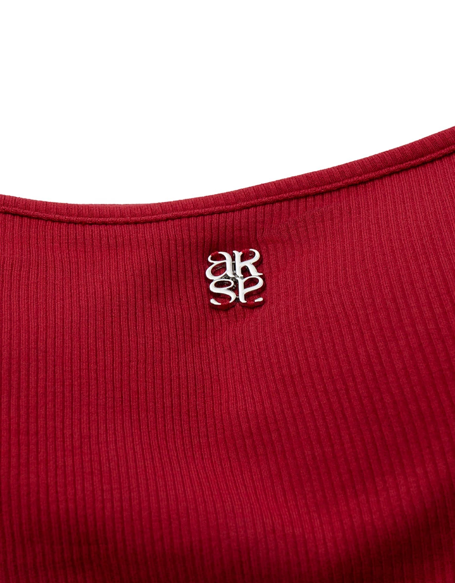 Multi Way Halter Strappy Ribbed Padded Cami Bra Top with AIR SPACE Metallic Logo Multi Way Halter Strappy Ribbed Padded Cami Bra Top with AIR SPACE Metallic Logo