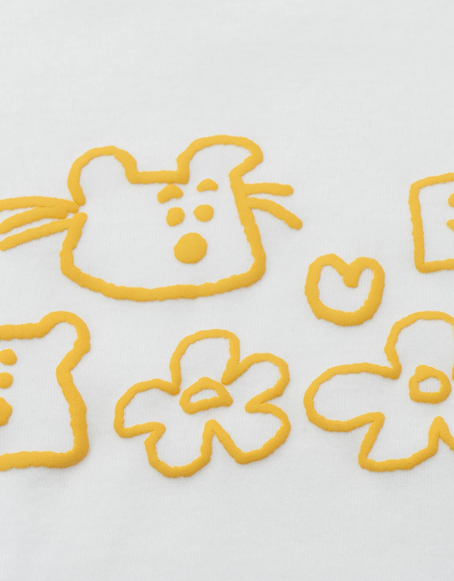 【DINOTAENG】Puff Print Cropped T-Shirt