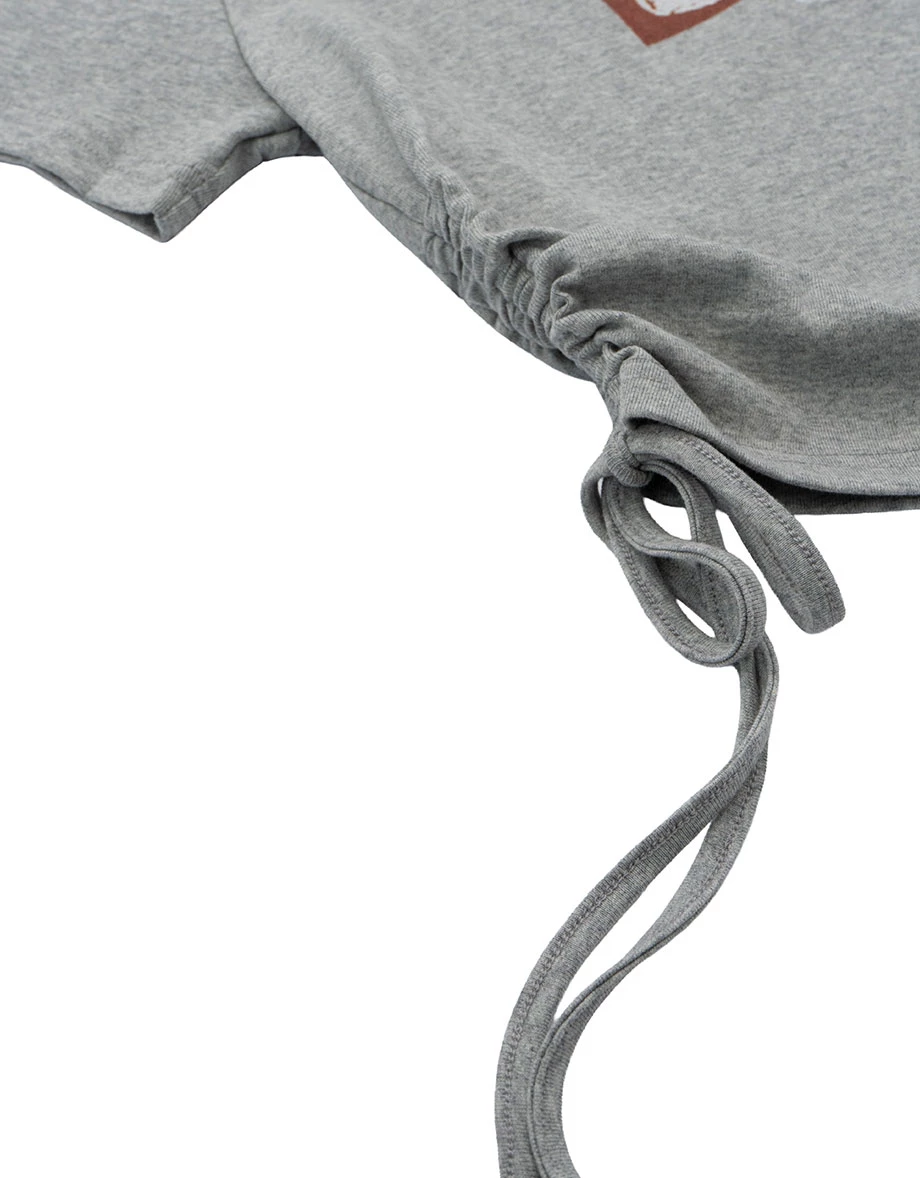 【DINOTAENG】Side Drawstring Ruched Cropped T-Shirt 【DINOTAENG】Side Drawstring Ruched Cropped T-Shirt
