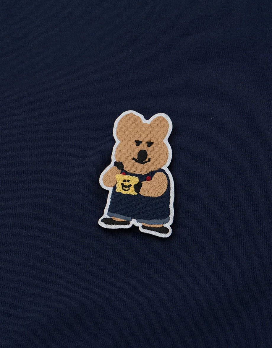 【DINOTAENG】Short Sleeve Oversized T-Shirt With Embroidered Patch 【DINOTAENG】Short Sleeve Oversized T-Shirt With Embroidered Patch