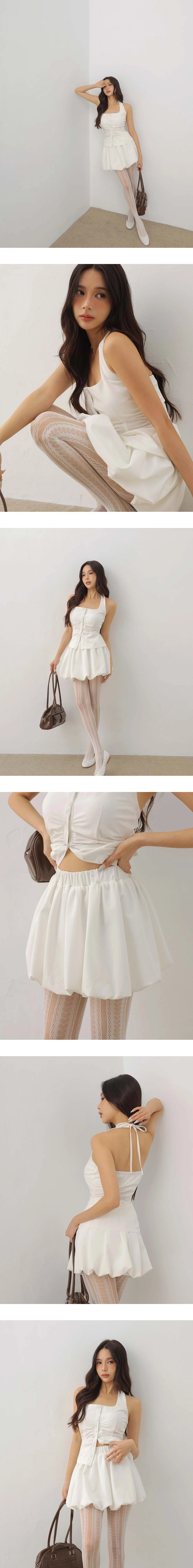 鬆緊腰花苞短裙 素色款/條紋款