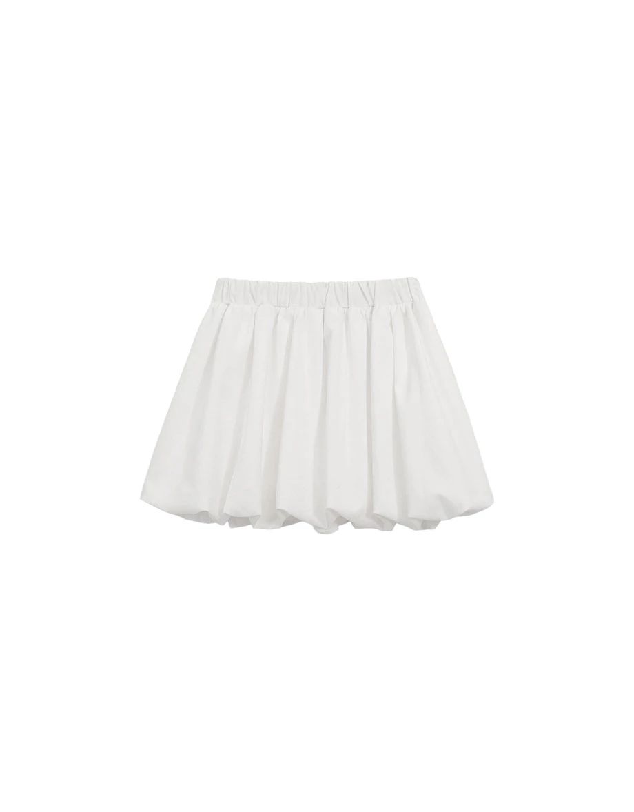 鬆緊腰花苞短裙 素色款/條紋款