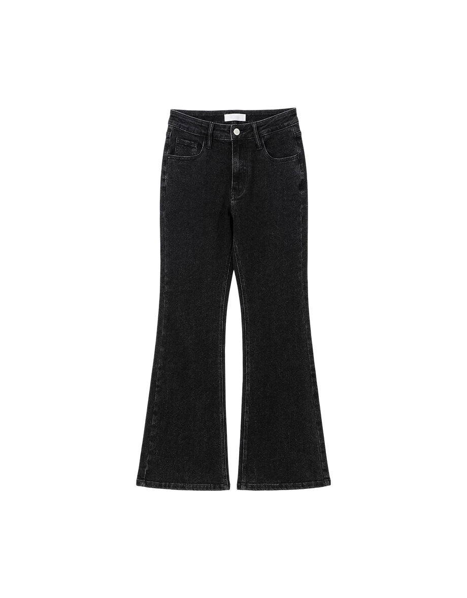 低腰修身小喇叭水洗牛仔褲