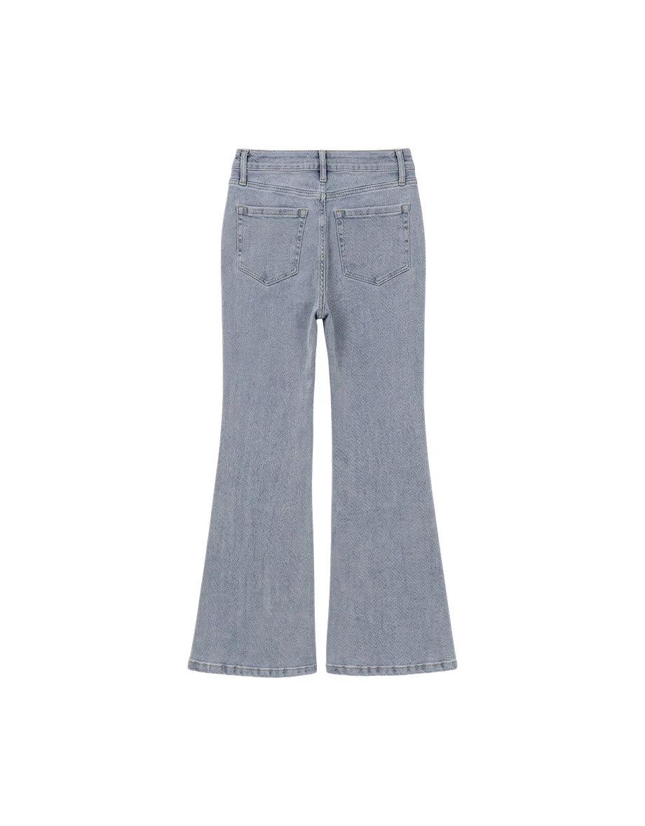 低腰修身小喇叭水洗牛仔褲