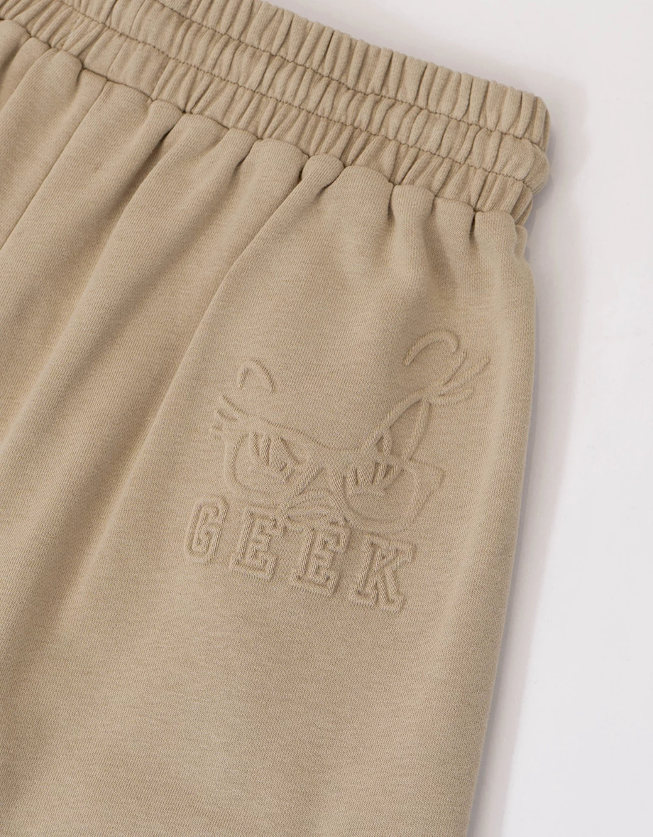 【樂一通】 後立體印花腰抽繩雙口袋水洗休閒七分褲