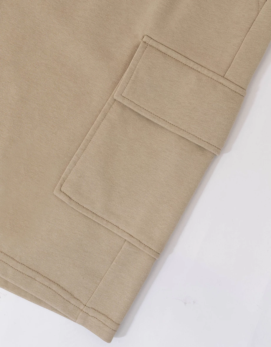 【樂一通】 後立體印花腰抽繩雙口袋水洗休閒七分褲