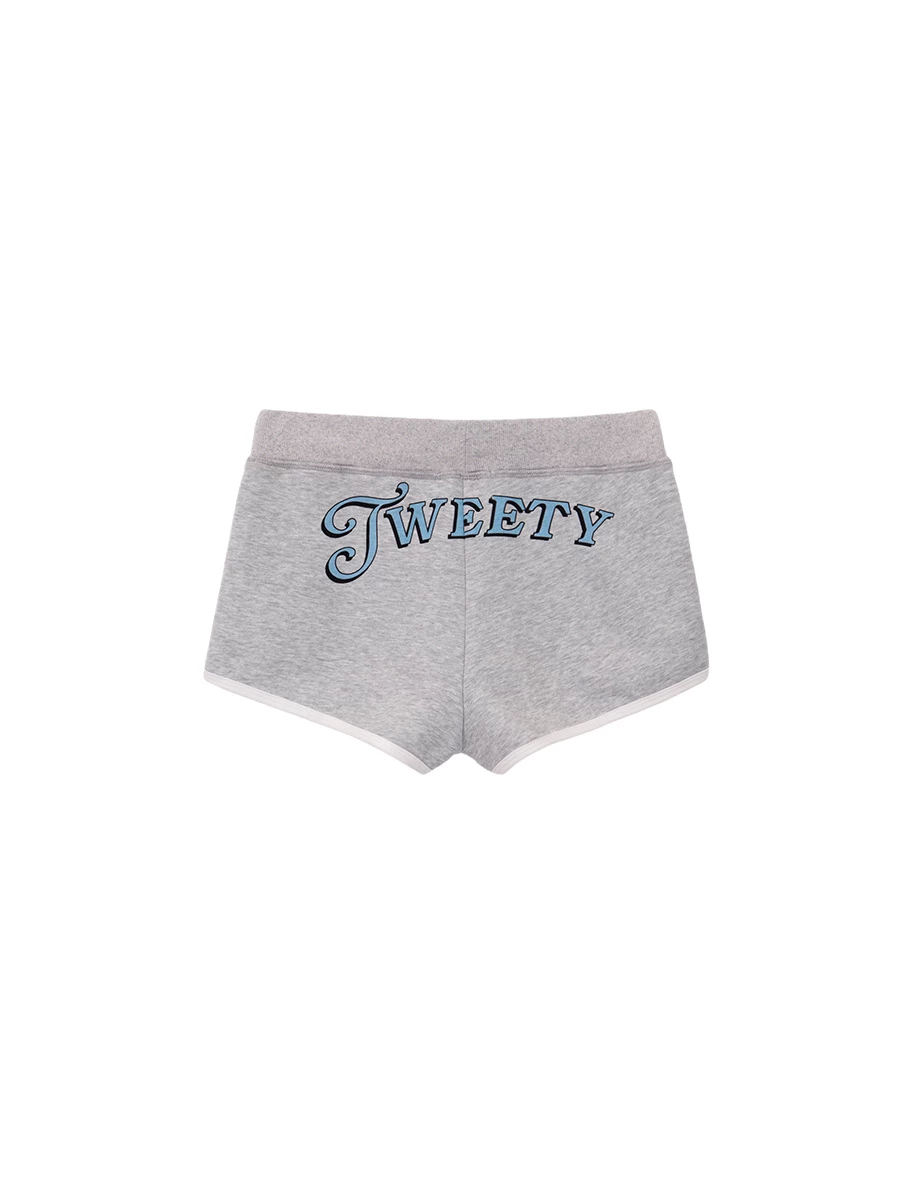 【樂一通】 崔弟款低腰抽繩布章裝飾後印花撞色滾邊運動短褲