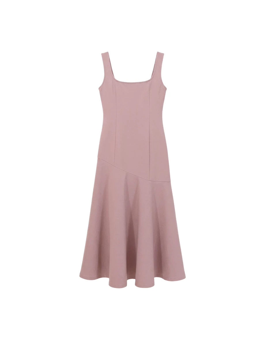 AIRY HOURGLASS Cooling Fabric Square Neckline Paneled Slit Padded Mermaid Maxi Dress