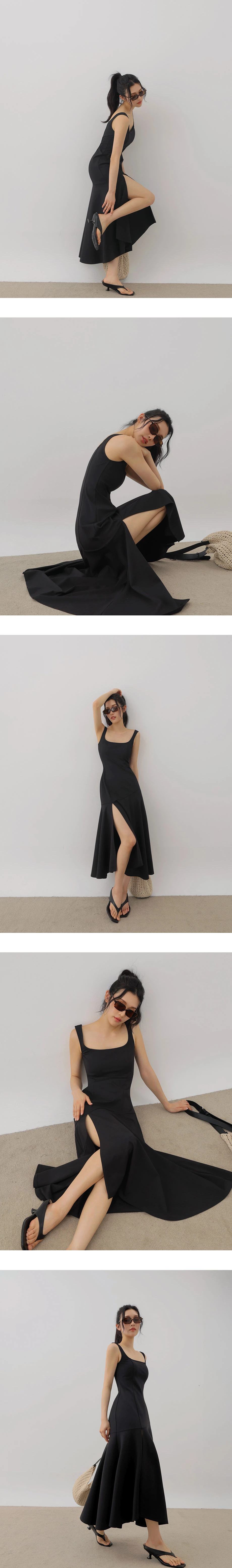 AIRY HOURGLASS Cooling Fabric Square Neckline Paneled Slit Padded Mermaid Maxi Dress AIRY HOURGLASS Cooling Fabric Square Neckline Paneled Slit Padded Mermaid Maxi Dress