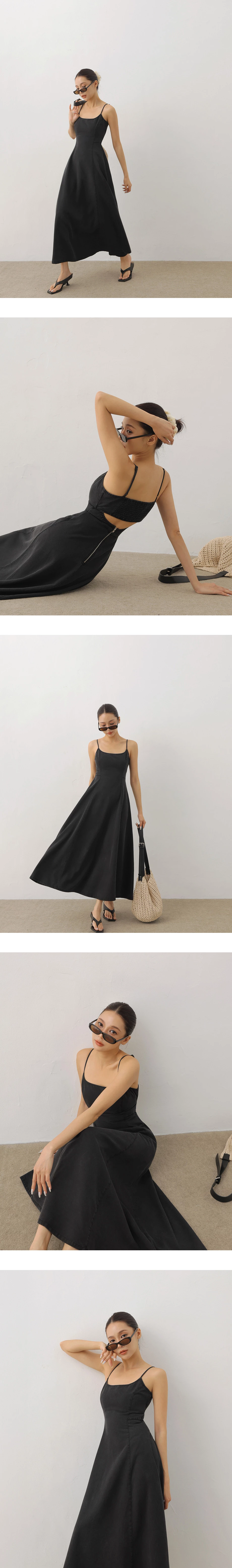 【2.0 SKIN 親膚天絲丹寧】細肩帶收腰長洋裝