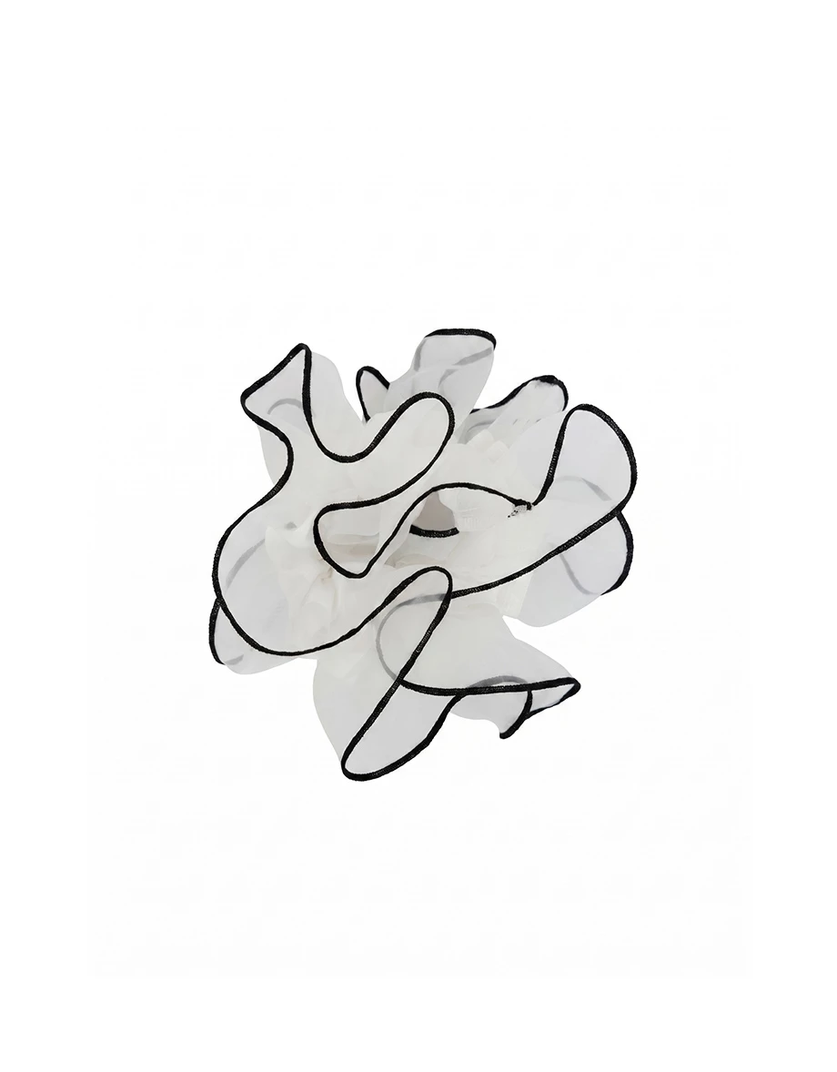 撞色滾邊透紗髮圈