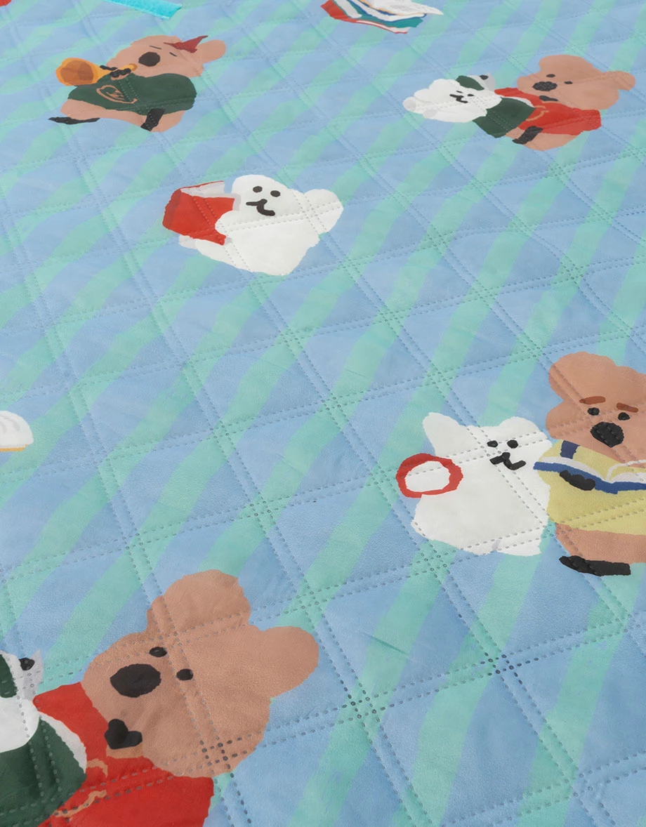 【DINOTAENG】Quilted Printed Water-Repellent Portable Picnic Mat