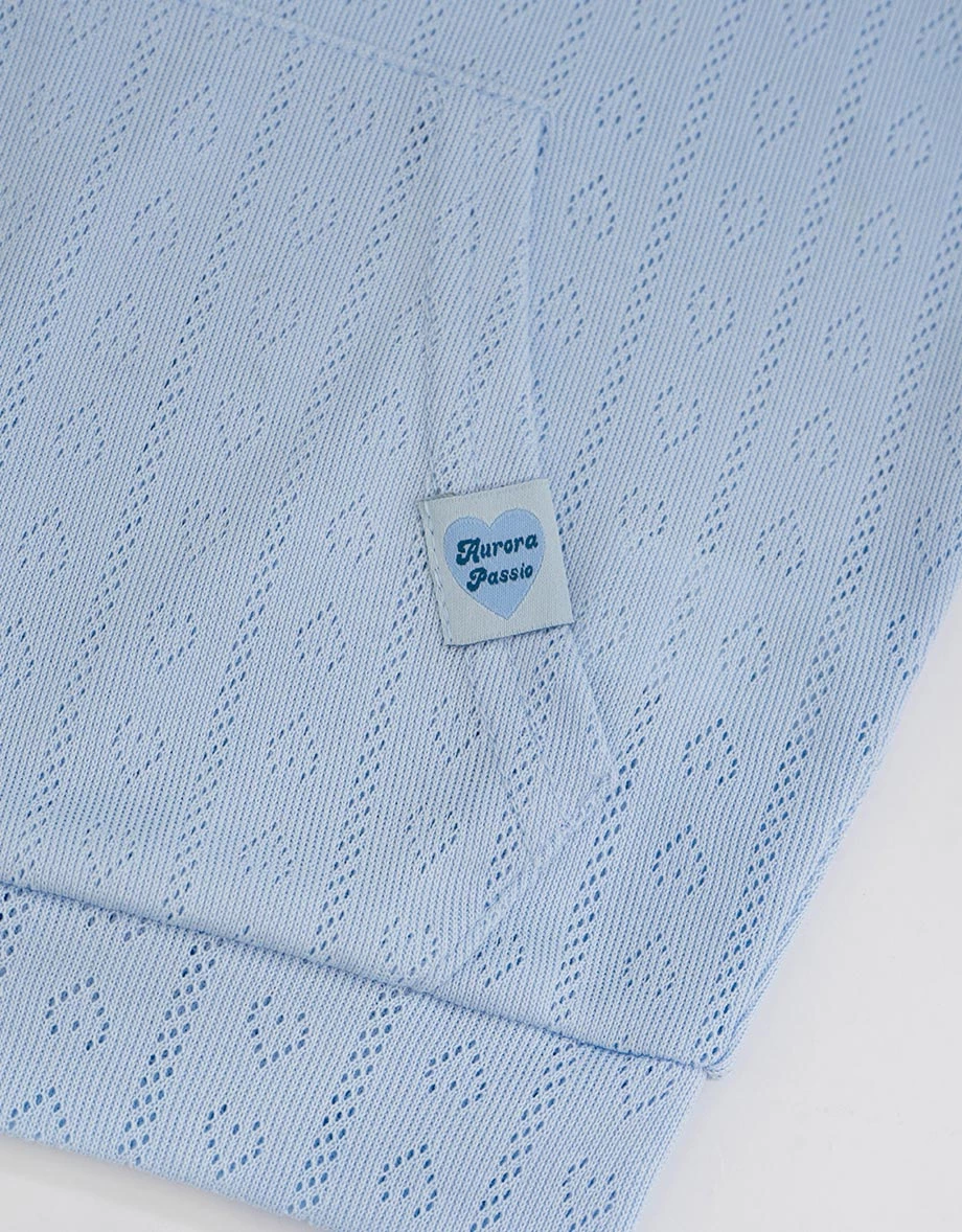 愛心線條織紋長袖短版連帽拉鍊外套