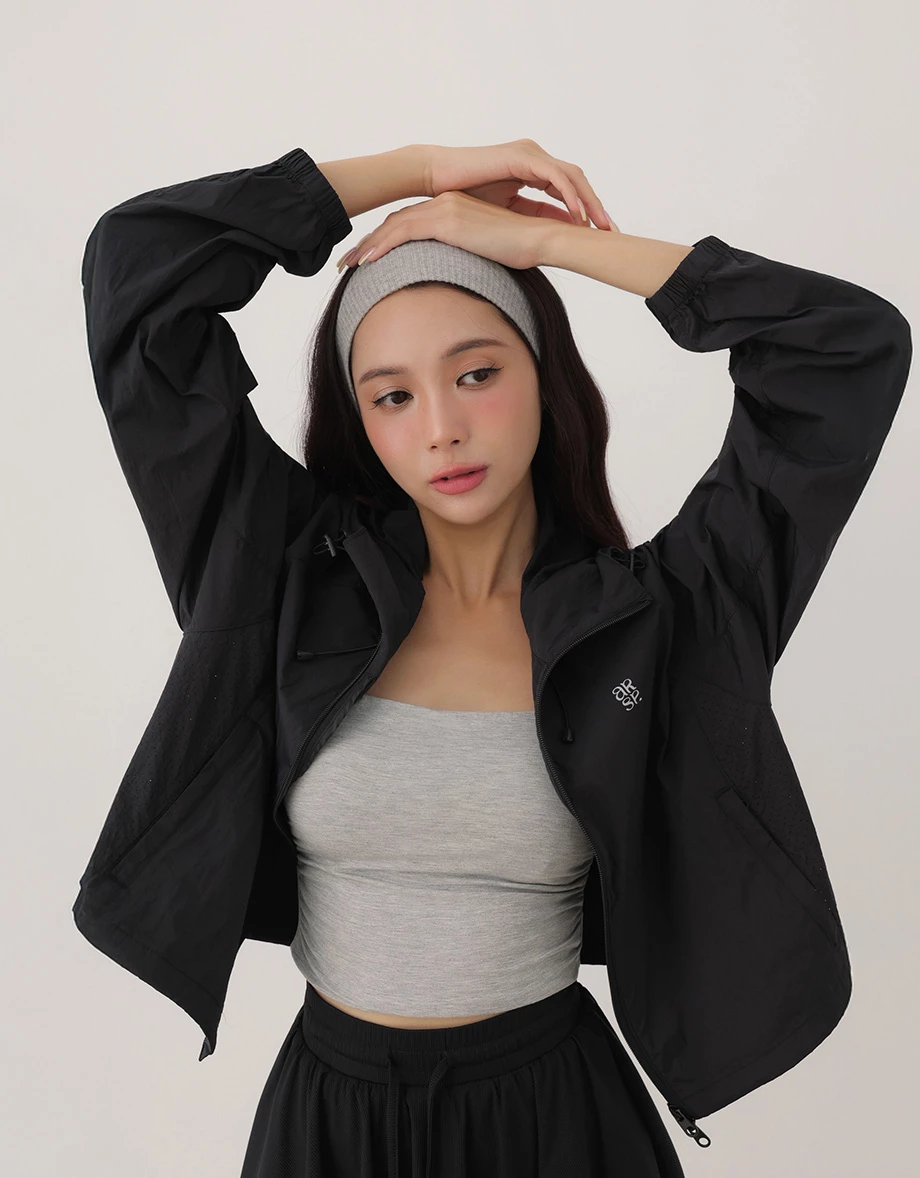 UV Protection Hooded Two Way Zipper Crop Jacket