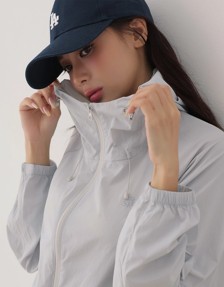 UV Protection Hooded Two Way Zipper Crop Jacket