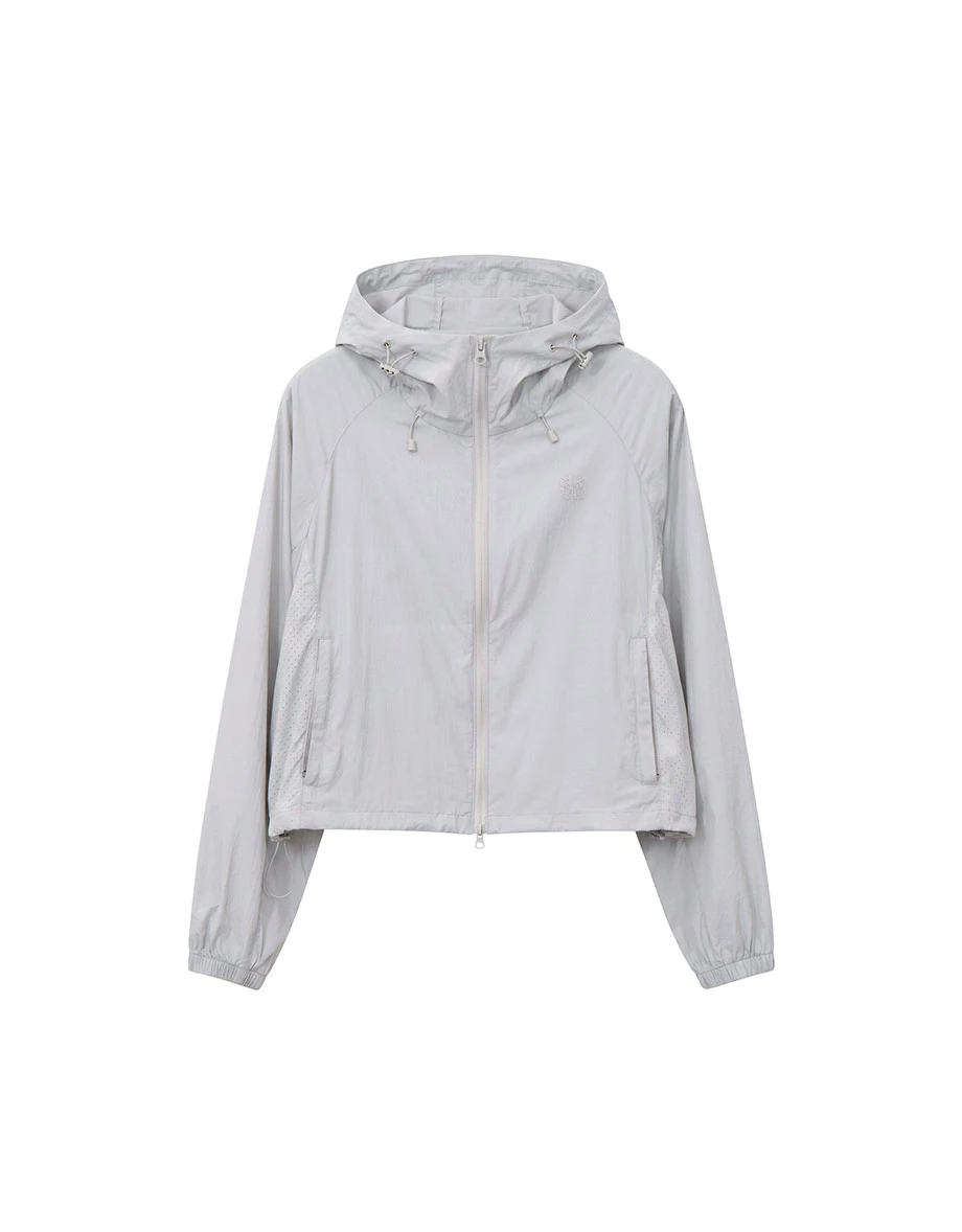 UV Protection Hooded Two Way Zipper Crop Jacket UV Protection Hooded Two Way Zipper Crop Jacket