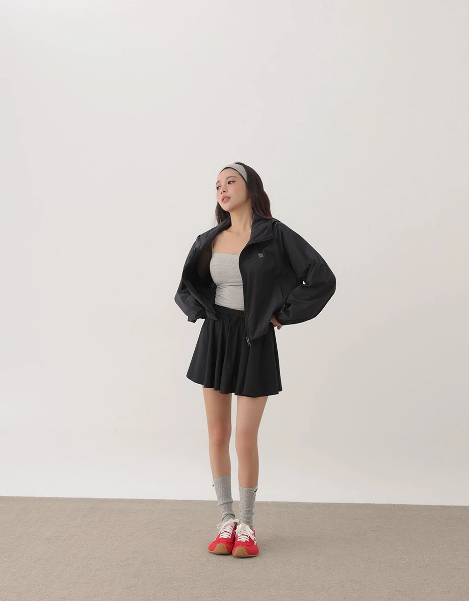 UV Protection Hooded Two Way Zipper Crop Jacket