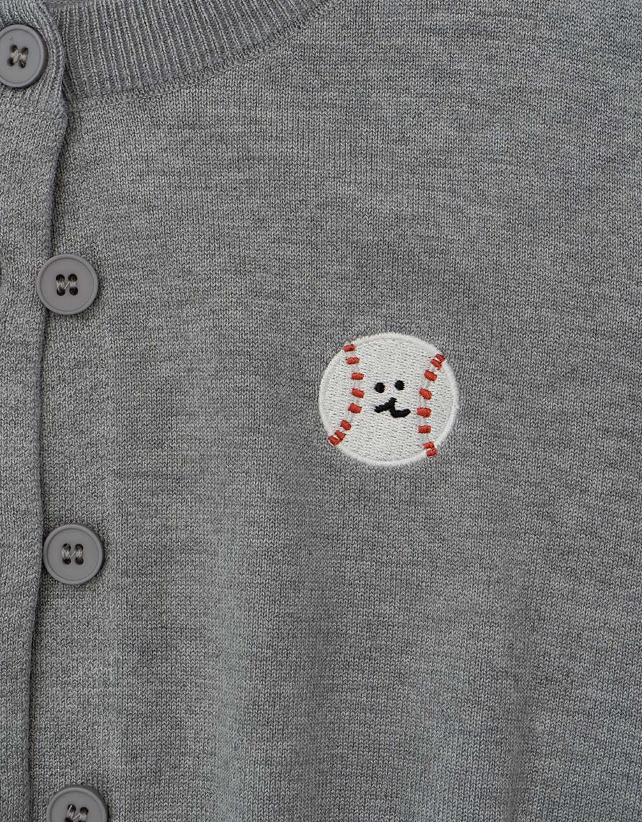 【DINOTAENG】Embroidered Long Sleeve Knit Cardigan (Kids)