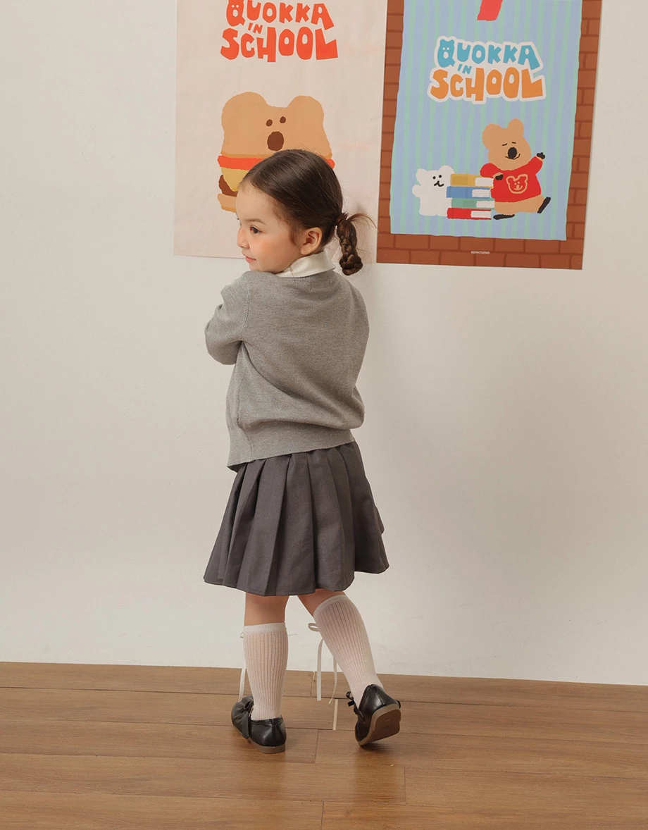 【DINOTAENG】Embroidered Long Sleeve Knit Cardigan (Kids)