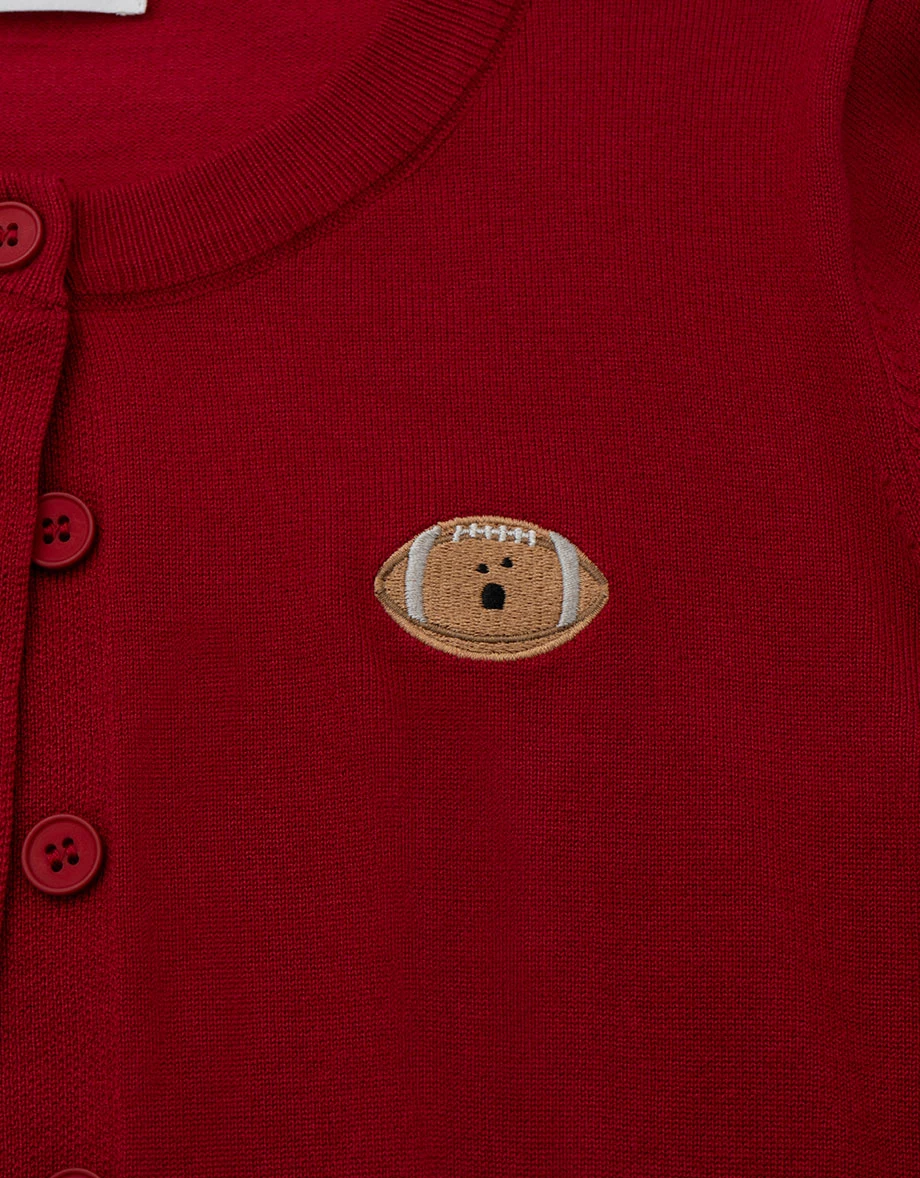 【DINOTAENG】Embroidered Long Sleeve Knit Cardigan (Kids)