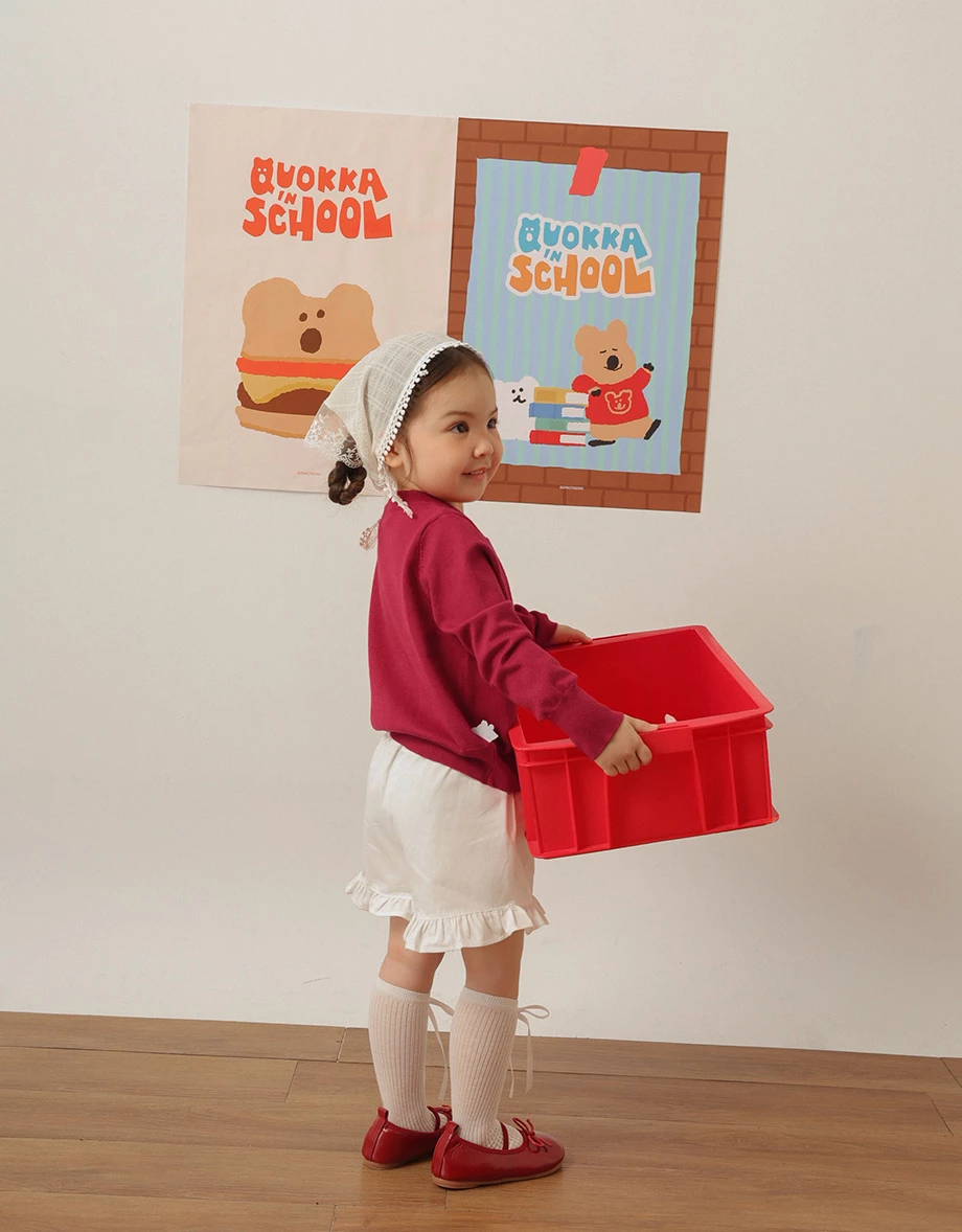 【DINOTAENG】Embroidered Long Sleeve Knit Cardigan (Kids)