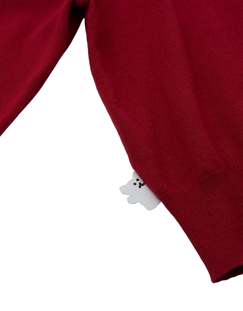 【DINOTAENG】Embroidered Long Sleeve Knit Cardigan (Kids)