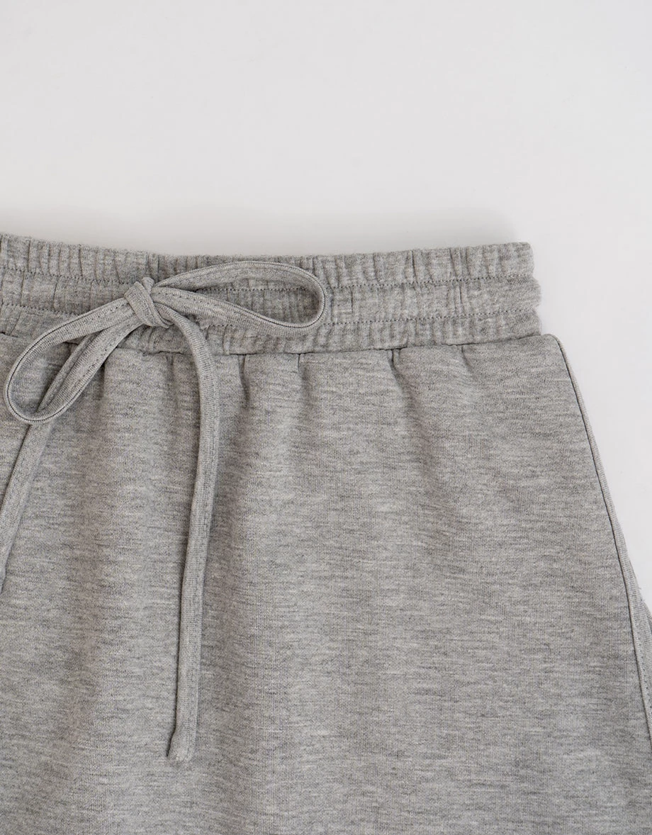 鬆緊腰抽繩綁帶側拼接開衩短褲裙