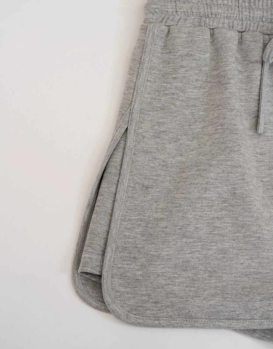 鬆緊腰抽繩綁帶側拼接開衩短褲裙