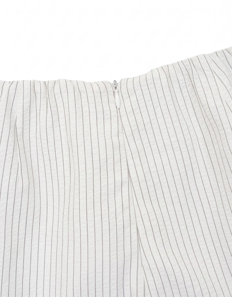 Pinstripe Faux Sleeve Waist Tie Mini Skort Pinstripe Faux Sleeve Waist Tie Mini Skort