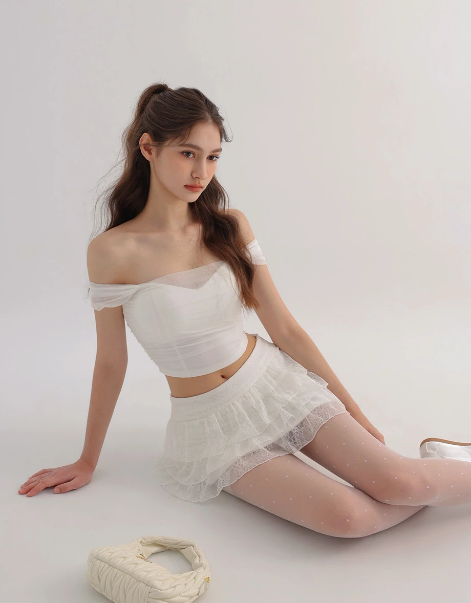 3 Way Wide Strap Ruched Sheer Mesh Padded Bra Top 3 Way Wide Strap Ruched Sheer Mesh Padded Bra Top