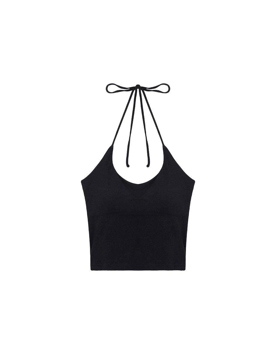Halter Neck Back Cutout Fitted Padded Bra Top Halter Neck Back Cutout Fitted Padded Bra Top