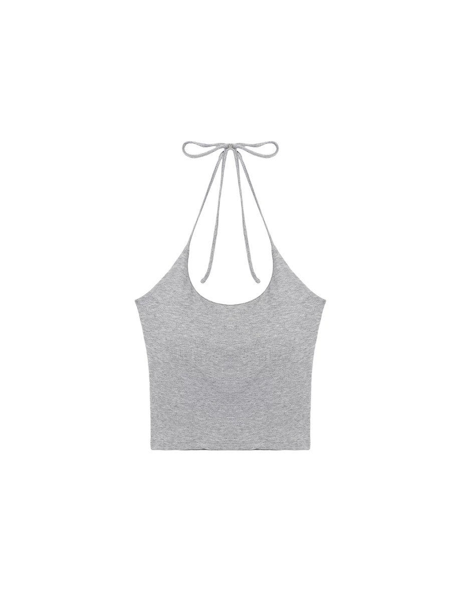 Halter Neck Back Cutout Fitted Padded Bra Top Halter Neck Back Cutout Fitted Padded Bra Top