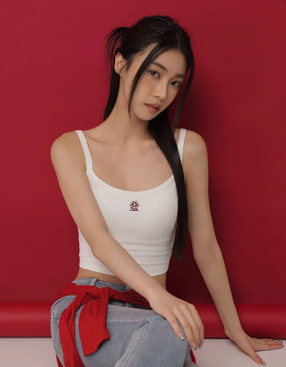 CNY CHEONGSAM QIPAO TOP Padded Bra Top Blesses Lucky Character Ribbed Camisole CNY CHEONGSAM QIPAO TOP Padded Bra Top Blesses Lucky Character Ribbed Camisole